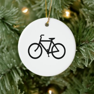 Black Bike Route Ceramic Ornament