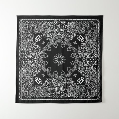 Black Biker Bandanna Tapestry