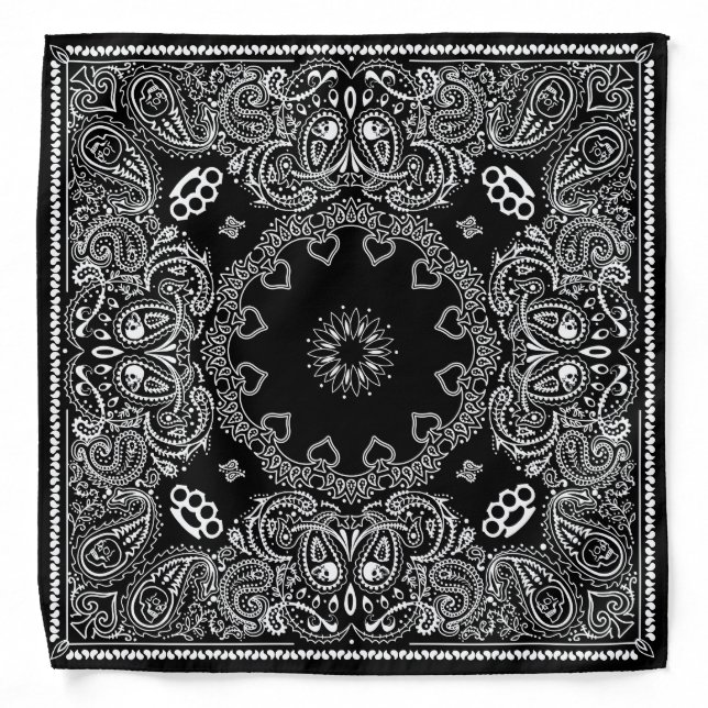 Black Biker Style Bandana (Front)