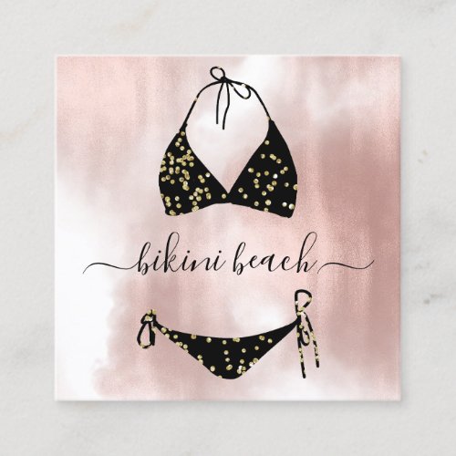 Black Bikini Lingerie Beach Costume Underwear Shop Square Business Card
