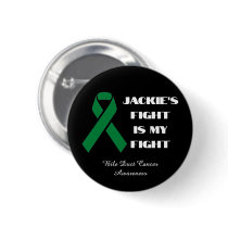 Black Bile Duct Cancer Support Green Ribbon Button