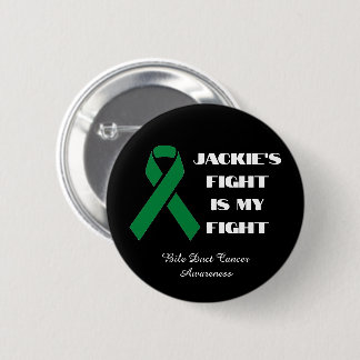 Black Bile Duct Cancer Support Green Ribbon Button