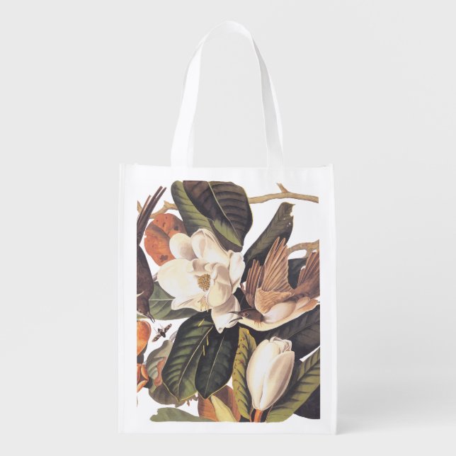 Black Billed Cuckoo Audubon Bird Grocery Bag (Front)