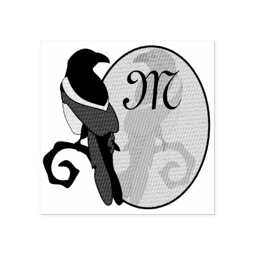 Black Billed Magpie Monogram Rubber Stamp