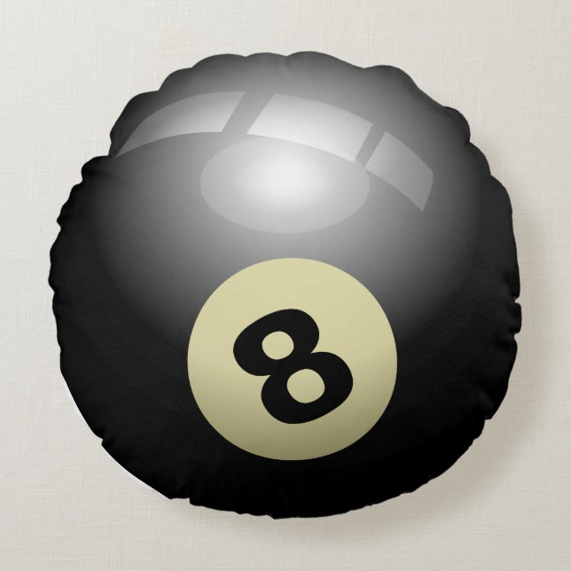 black billiard ball round pillow (Front)
