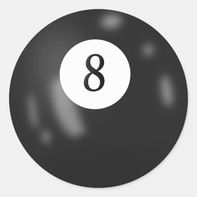 Black Billiard Eight Ball Classic Round Sticker (Front)