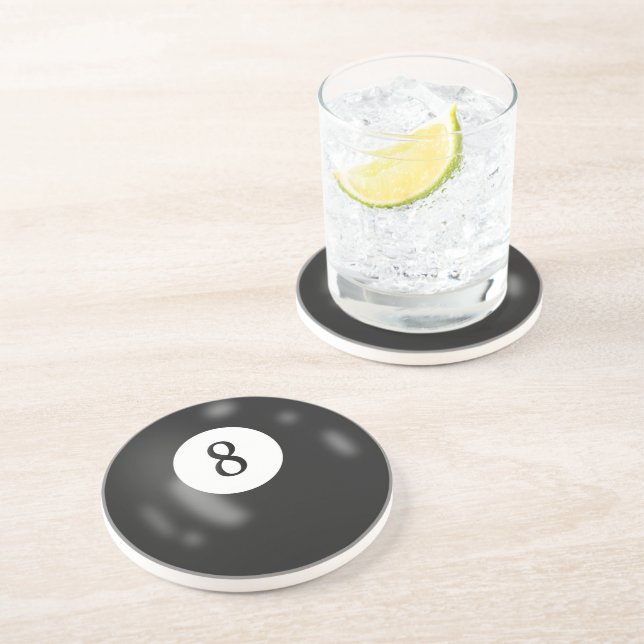 Black Billiard Eight Ball Coaster (Side)