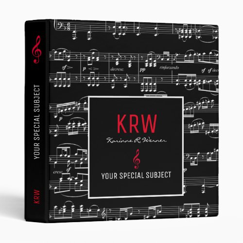 Black Binder for Music Subjects