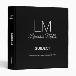 Black Binder Personalized with Name