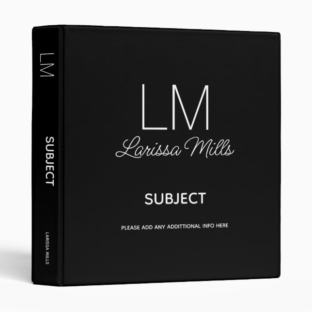 Black Binder Personalized with Name (Front/Spine)