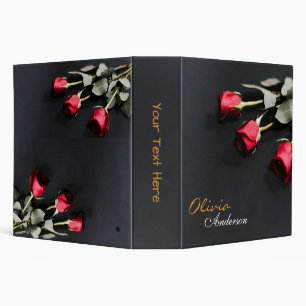 Black binder with rose pattern