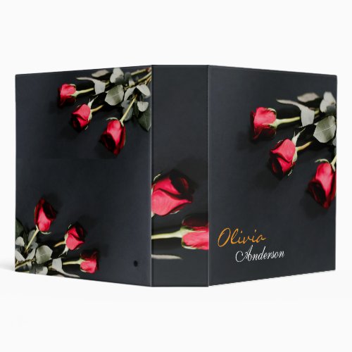Black binder with rose pattern