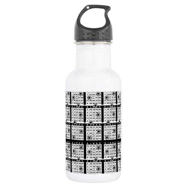 Black Bingo Cards Water Bottle (Front)