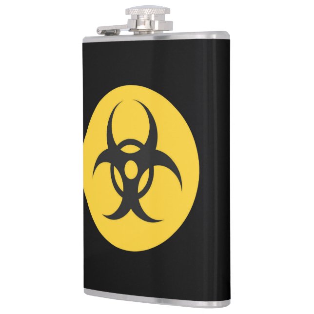 Black Biohazard Labelled  oz Vinyl Wrapped Flask (Left)