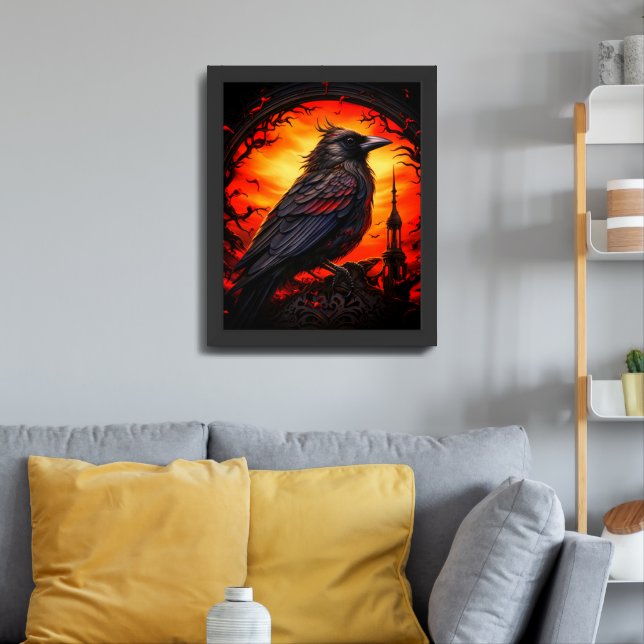 Black Bird Art Framed Art (Living Room 3)