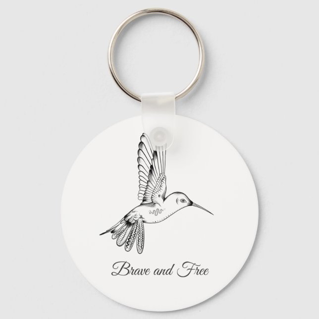Black bird drawing Keychain (Front)
