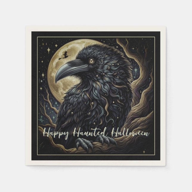 Black Bird Halloween Napkins (Front)