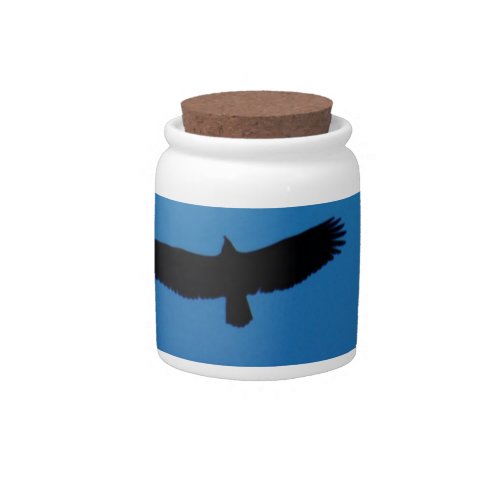 Black bird in a Blue Sky Candy Jar
