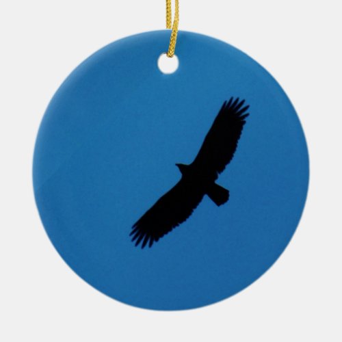 Black bird in a Blue Sky Ceramic Ornament