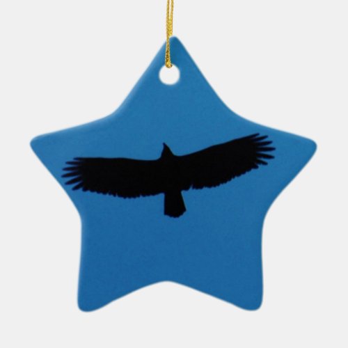 Black bird in a Blue Sky Ceramic Ornament