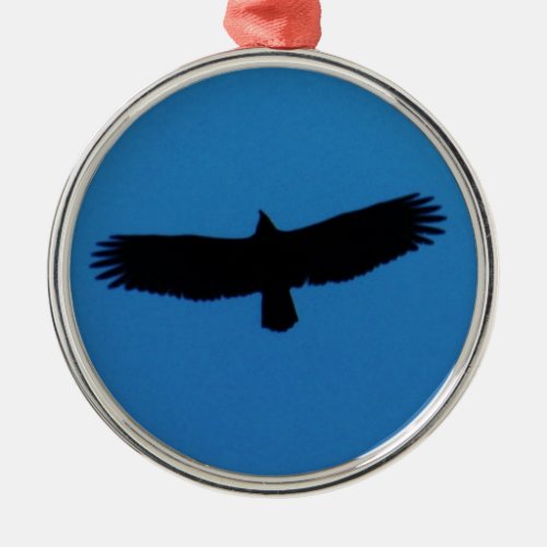 Black bird in a Blue Sky Metal Ornament