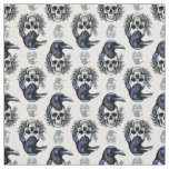 Black Bird On a Skull Goth Pattern Design  Fabric