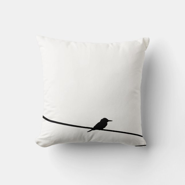 Black bird on a wire throw pillow (Front)