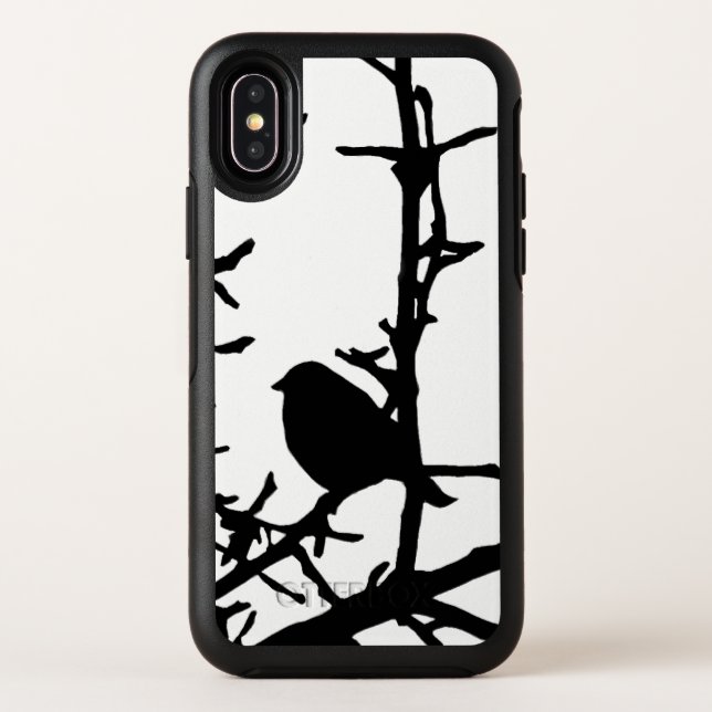 Black Bird on Tree Branches OtterBox iPhone X Case (Back)