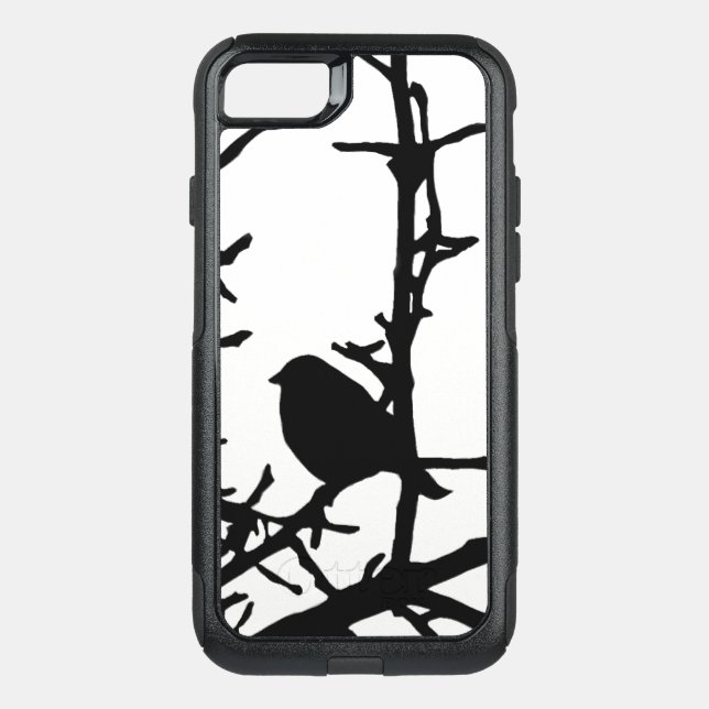 Black Bird on Tree Branches OtterBox iPhone X Case (Back)