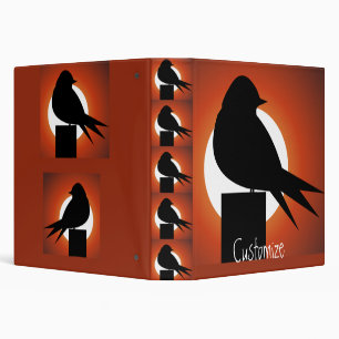 Black Bird Silhouette Sun Thunder_Cove 3 Ring Binder