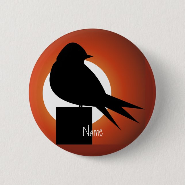 Black Bird Silhouette Sun Thunder_Cove Button (Front)