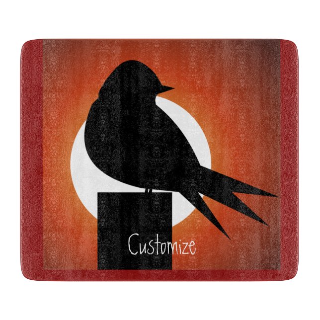 Black Bird Silhouette Sun Thunder_Cove Cutting Board (Front)