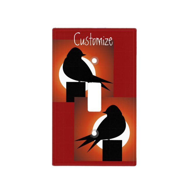 Black Bird Silhouette Sun Thunder_Cove Light Switch Cover (Front)