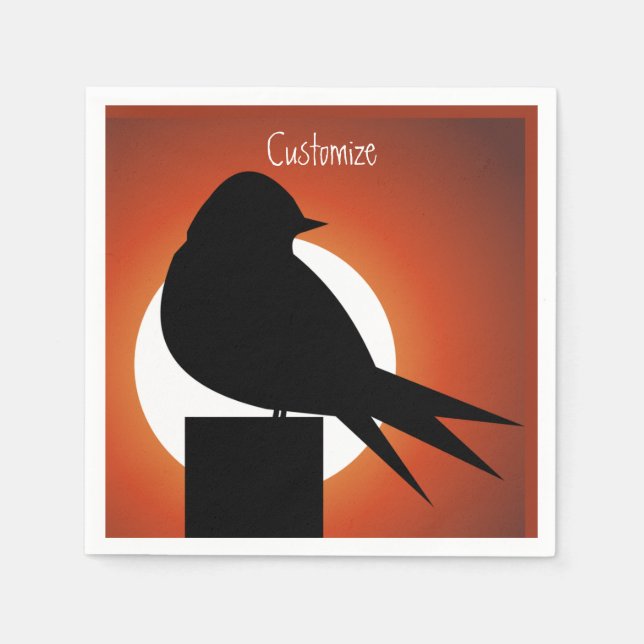 Black Bird Silhouette Sun Thunder_Cove Napkins (Front)