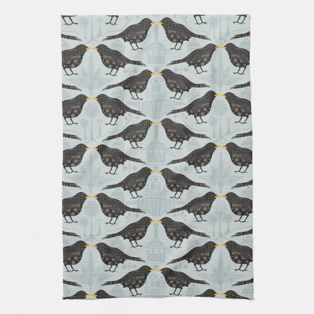 Black Bird tea towel (Vertical)