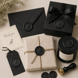 Black Bird Wax Seal Sticker for Elegant Packaging