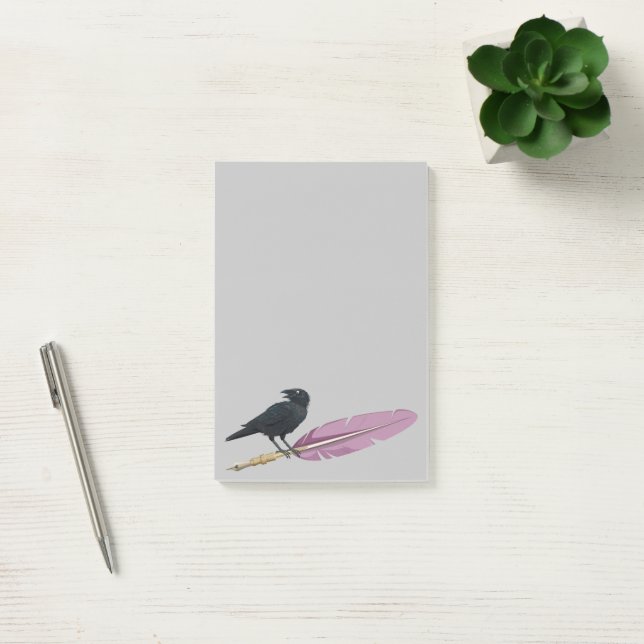 Black Birds Feather Pen Raven Post-it Notes (Office)