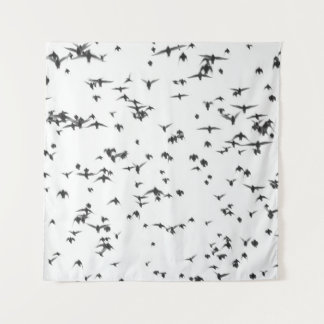 BLACK BIRDS FLYING ON SKY TAPESTRY