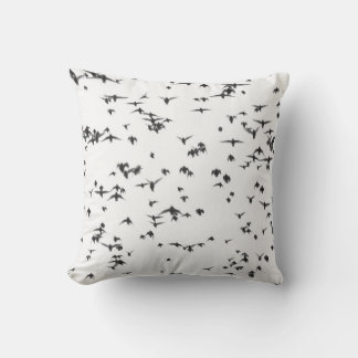 BLACK BIRDS FLYING ON SKY THROW PILLOW
