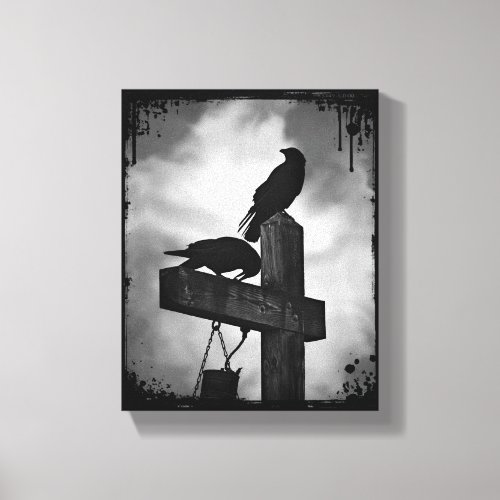 Black Birds Halloween Spooky Canvas Print