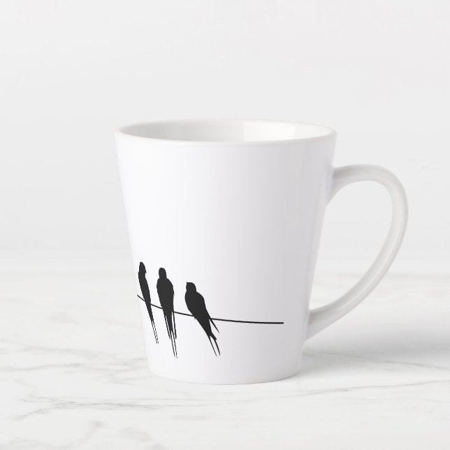 Black Birds on a Wire Night Latte Mug (Right)