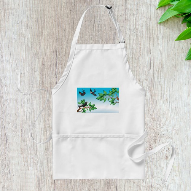 Black Birds on Tree Branches Adult Apron (Creator Uploaded)