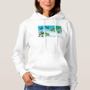 Black Birds on Tree Branches Hoodie