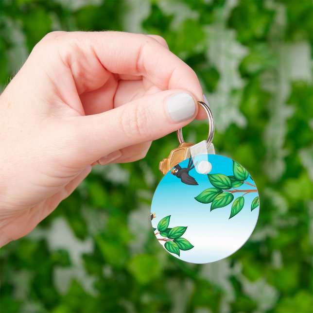 Black Birds on Tree Branches Keychain (Creator Uploaded)