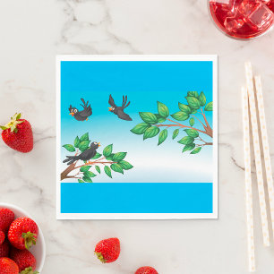 Black Birds on Tree Branches Napkins