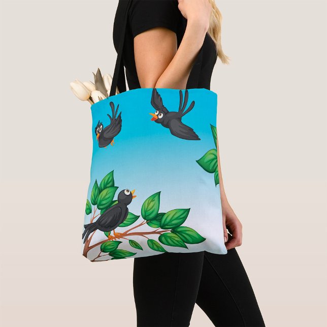Black Birds on Tree Branches Tote Bag (Creator Uploaded)