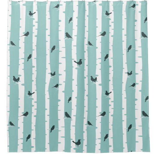 Black Birds On White Birch Trees Shower Curtain Zazzle Com