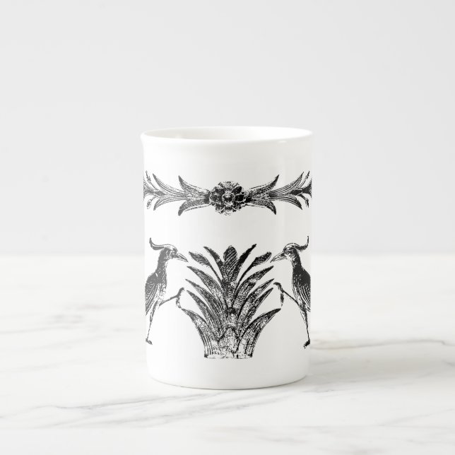 Black Birds & Reeds Bone China Mug (Front)