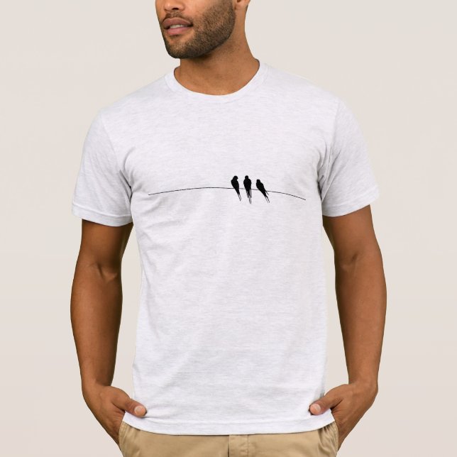 Black Birds Silhouette on Wire T-Shirt (Front)
