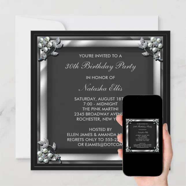 Black Birthday Event Party Invitation Template | Zazzle